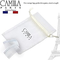 Camila Paris Cp3111 French Hair Side Comb Small Curved White French Twist Hair Combs Decorative Strong Hold Hair Clips For Wo