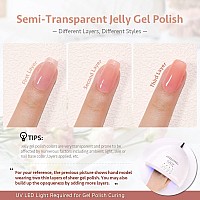 Gaoy Summer Jelly Gel Nail Polish Set Of 6 Colors Including Red Pink Nude Kit Uv Led Soak Off Home Diy Manicure Salon Varnish