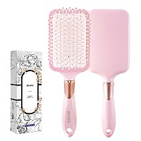 Rhos Paddle Brush For Women Men Detangler For Thick Curly Long Wet Dry Hair Nylon Bristles Square Cushion Brush For S