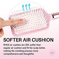 Rhos Paddle Brush For Women Men Detangler For Thick Curly Long Wet Dry Hair Nylon Bristles Square Cushion Brush For S