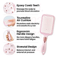 Rhos Paddle Brush For Women Men Detangler For Thick Curly Long Wet Dry Hair Nylon Bristles Square Cushion Brush For S