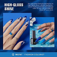 Mefa Blue Gel Nail Polish Set6 Colors Midnight Navy Sapphire Blue Nail Polish Azure Glitter Dark Shades Starter Kit Soak Off Bl