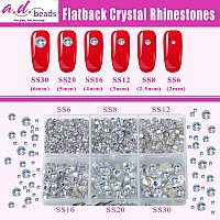 Ad Beads 4300 Pieces Flat Back Nail Art Rhinestones Round Beads 6 Sizes 265Mm With Storage Organizer Boxrhinestones Picking