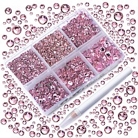 Ad Beads 4300 Pieces Flat Back Nail Art Rhinestones Round Beads 6 Sizes 265Mm With Storage Organizer Box Rhinestones Picking