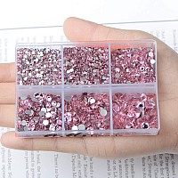 Ad Beads 4300 Pieces Flat Back Nail Art Rhinestones Round Beads 6 Sizes 265Mm With Storage Organizer Box Rhinestones Picking