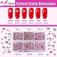 Ad Beads 4300 Pieces Flat Back Nail Art Rhinestones Round Beads 6 Sizes 265Mm With Storage Organizer Box Rhinestones Picking