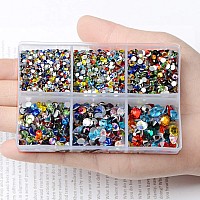 Ad Beads 4300 Pieces Flat Back Nail Art Rhinestones Round Beads 6 Sizes 265Mm With Storage Organizer Boxrhinestones Picking