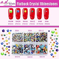 Ad Beads 4300 Pieces Flat Back Nail Art Rhinestones Round Beads 6 Sizes 265Mm With Storage Organizer Boxrhinestones Picking