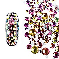 Ad Beads 4300 Pieces Flat Back Nail Art Rhinestones Round Beads 6 Sizes 265Mm With Storage Organizer Boxrhinestones Picking