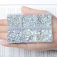 Ad Beads 4300 Pieces Flat Back Nail Art Rhinestones Round Beads 6 Sizes 265Mm With Storage Organizer Boxrhinestones Picking