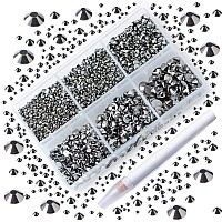 Ad Beads 4300 Pieces Flat Back Nail Art Rhinestones Round Beads 6 Sizes 265Mm With Storage Organizer Boxrhinestones Picking