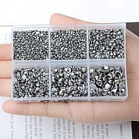 Ad Beads 4300 Pieces Flat Back Nail Art Rhinestones Round Beads 6 Sizes 265Mm With Storage Organizer Boxrhinestones Picking