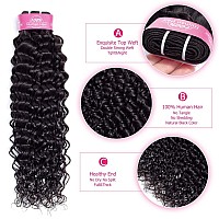 Odir Water Wave Bundles With Closure 26 28 3020 Inch Unprocessed 9A Brazilian Virgin Human Hair Wet And Wavy 3 Bundles With 4X4