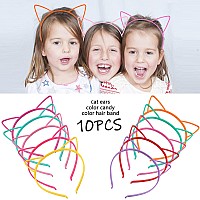 Zifengcer 10 Pcs Plastic Cat Ears Headbands For Kids Girls Women Multicolor Cute Sawtooth Kitty Ears Headwear Gifts Party Hallow