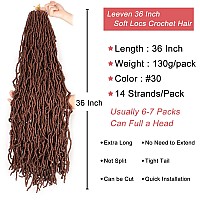 Leeven 36 Inch New Faux Locs Crochet Hair 7 Packs Long Goddess Locs Prelooped Soft Locs Light Brown Curly Wavy Extended Locs Cr