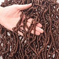 Leeven 36 Inch New Faux Locs Crochet Hair 7 Packs Long Goddess Locs Prelooped Soft Locs Light Brown Curly Wavy Extended Locs Cr