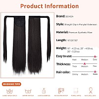 Seikea Ponytail Extension Clip In Wrap Around Long Straight Pony Tail Hair Synthetic Hairpiece For Women 26 Inch Black Brown