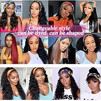 Deep Wave Headband Wig Human Hair 12Inch None Lace Front Wigs Brazilian Virgin Hair Machine Made Wigs Glueless Deep Curly Wave H