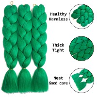 Sucoo Kanekalon Braiding Hair Extensions High Temperature Synthetic Fiber Jumbo Braiding Hair Extensions Crochet Twist Braids With Small Free Gifts 24Inch 3Pcs/Lot(Dark Green)