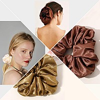 Scrunchies Hair Ties For Women Big Silk Satin Scrunchie Exra Large Jumbo Gaint Oversized Cute Scrunchy For Curl Thick Hair Lig