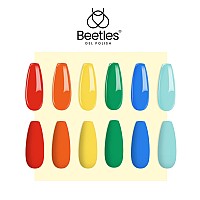 Beetles Summer Gel Nail Polish Set, 6 Retro Colors Old School Collection Soak Off UV Gel Polish Red Yellow Blue Orange Green Gel Polish Nail Art Design Manicure Kit Salon DIY Gifts for Women Girls