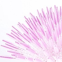 i-Laesh 100 Pcs Disposable Eyelash Brushes, Mascara Wands, Eye Lash Brush, Spoolies for Eyelash Extensions, Spoolie Eyebrow Eyeshadow Brow Makeup Supplies Kit Cleansing Glitter Applicator Tool Accessories Bristle (Crystal Pink)