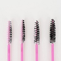 Eyelash Disposable Mascara Wands Spoolie Brushes 100 Pcs Pink