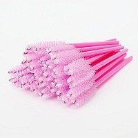 Eyelash Disposable Mascara Wands Spoolie Brushes 100 Pcs Pink