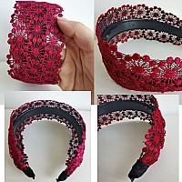 Dorisjacky Fashion 25 Inch Wide Lace Headbands Elastic Hairbands With Teeth Headwear Accessories For Women And Girls Lace5 P