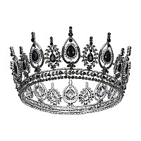 Sweetv Royal Queen Crown Wedding Tiara For Bride Rhinestone Tiaras And Crowns For Women Costume Headpiece For Birthday Cospla