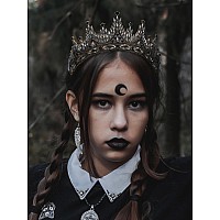 Sweetv Black Tiara Crown For Women Gothic Wedding Tiara Crystal Queen Crown Costume Hair Accessories For Birthday Prom Quince