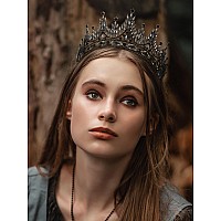 Sweetv Black Tiara Crown For Women Gothic Wedding Tiara Crystal Queen Crown Costume Hair Accessories For Birthday Prom Quince