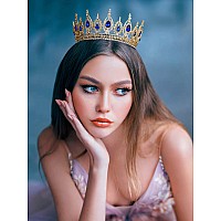 Sweetv Royal Queen Crown Wedding Tiara For Bride Rhinestone Tiaras And Crowns For Women Costume Headpiece For Birthday Cospla