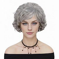 Gnimegil 60S Wig Ombre Grey Short Curly Hair Wigs For Women Old Lady Costume Synthetic Hair Wig Gifts For Grandma Wig Halloween