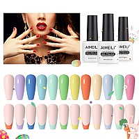 Aimeili Soak Off Spring Summer Gel Polish Easter Pastel Pink Yellow Blue Purple Gel Nail Polish Easter Decorations Nail Art Colo