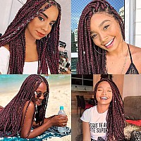 Pre Stretched Braiding Hair Burgundy red 30 Inch 8 Packs Synthetic Crochet Braids Hot Water Setting Professional Soft Yaki Texture Synthetic Hair Extensions(99J)