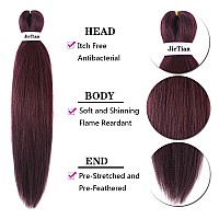 Pre Stretched Braiding Hair Burgundy red 30 Inch 8 Packs Synthetic Crochet Braids Hot Water Setting Professional Soft Yaki Texture Synthetic Hair Extensions(99J)