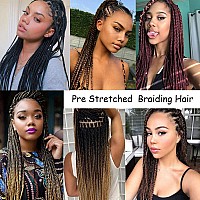 Pre Stretched Braiding Hair Burgundy red 30 Inch 8 Packs Synthetic Crochet Braids Hot Water Setting Professional Soft Yaki Texture Synthetic Hair Extensions(99J)