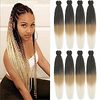 Pre Stretched Braiding Hair Ombre 26 Inch 8 Packs Synthetic Crochet Braids Hot Water Setting Professional Soft Yaki Texture Synthetic Hair Extensions(1B/27/613)