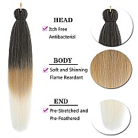 Pre Stretched Braiding Hair Ombre 26 Inch 8 Packs Synthetic Crochet Braids Hot Water Setting Professional Soft Yaki Texture Synthetic Hair Extensions(1B/27/613)