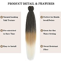 Pre Stretched Braiding Hair Ombre 26 Inch 8 Packs Synthetic Crochet Braids Hot Water Setting Professional Soft Yaki Texture Synthetic Hair Extensions(1B/27/613)