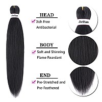 Pre Stretched Braiding Hair Natural Black 30 Inch 8 Packs Synthetic Crochet Braids Hot Water Setting Professional Soft Yaki Texture Synthetic Hair Extensions(1B)