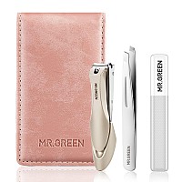 Mrgreen Nail Clipper 3Pcs Set Stainless Steel Manicure Pedicure Set With Nail Clippers Glass Nail File Tweezers Medical Gr