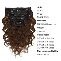 Loxxy Clip In Human Hair Extensions Natural Wave And Natural Color Virgin Remy Human Hair Extensions Off Black To Dark Brown 22I