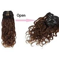 Loxxy Clip In Human Hair Extensions Natural Wave And Natural Color Virgin Remy Human Hair Extensions Off Black To Dark Brown 22I