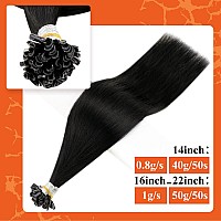 Full Shine U Tip Hair Extensions Human Hair Color 1 Jet Black Fusion Nail Tip Hair Extensions Real Human Hair 18 Inch Keratin Ha