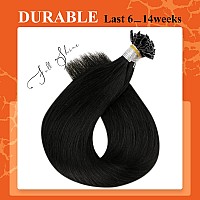 Full Shine U Tip Hair Extensions Human Hair Color 1 Jet Black Fusion Nail Tip Hair Extensions Real Human Hair 18 Inch Keratin Ha