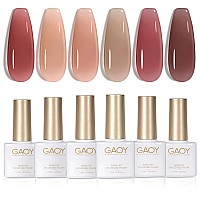 Gaoy Jelly Pink Nude Gel Nail Polish Set 6 Transparent Colors Sheer Red Gel Nail Kit For Salon Gel Manicure And Nail Art Diy At