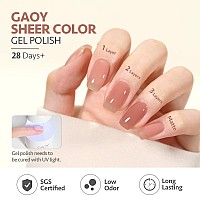 Gaoy Jelly Pink Nude Gel Nail Polish Set 6 Transparent Colors Sheer Red Gel Nail Kit For Salon Gel Manicure And Nail Art Diy At