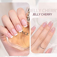 Gaoy 15 Pcs Jelly Nude Gel Nail Polish Kit Transparent Pink Colors Gel Polish Set With Glossy Matte Top Coat And Base Coat Fo